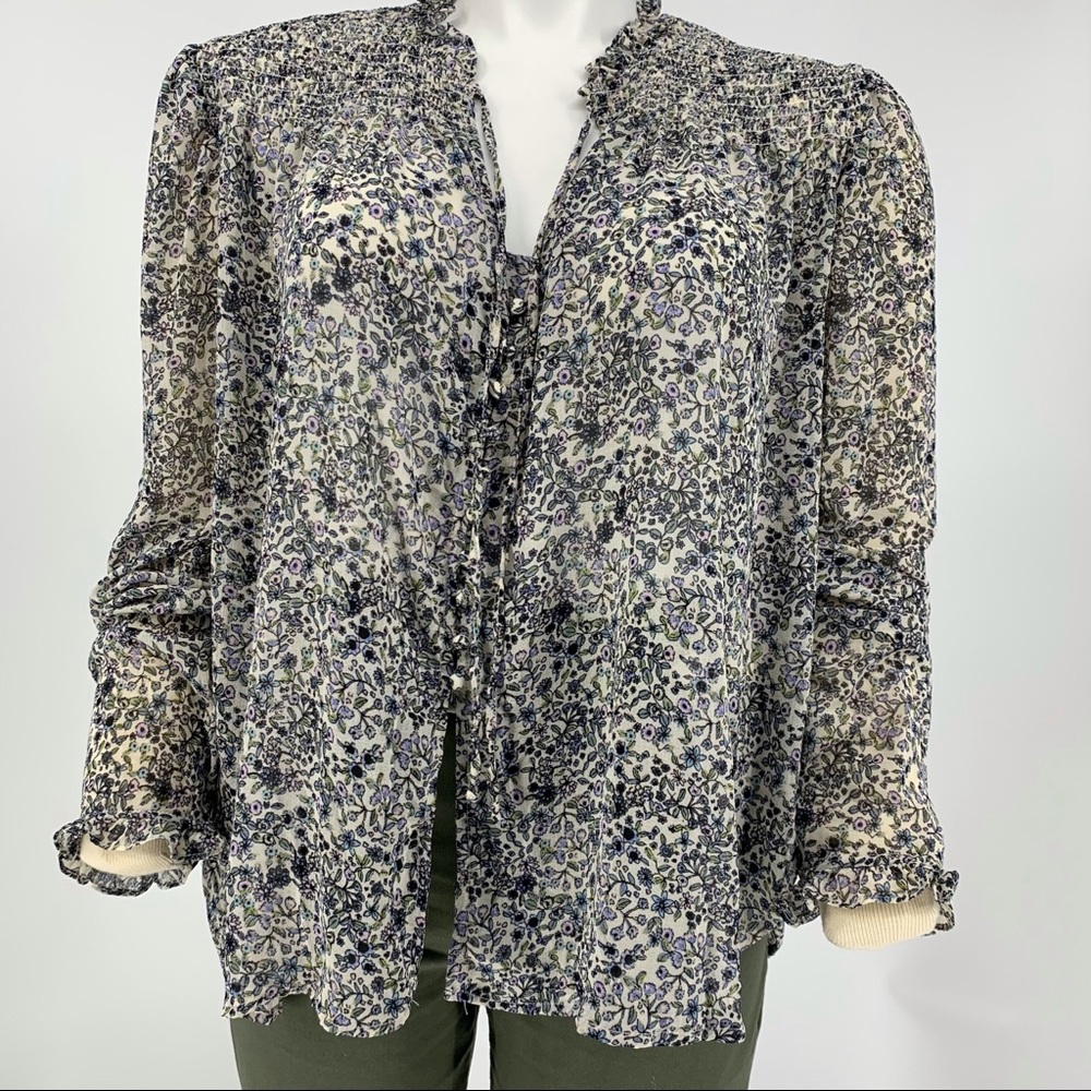 Free People Lela  Floral Print Blouse Sz XL